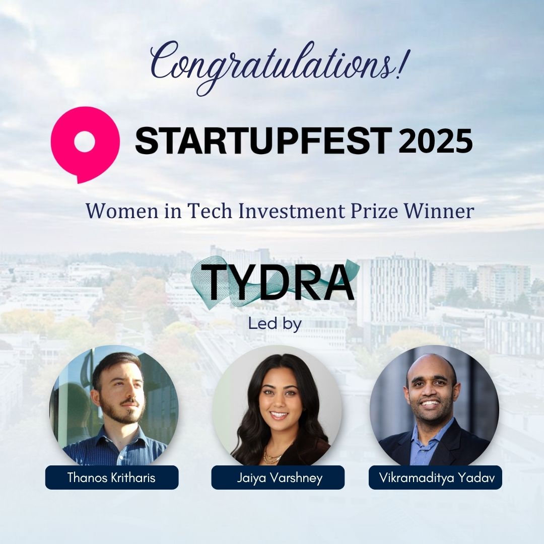 UBC BioProducts Institute (@ubcbioproducts) on Twitter photo 🎉Big congratulations to Tydra Laboratories for winning the $100K #WomenInTech Investment #Prize at <a href="/startupfest/">Startupfest</a> 2025, one of fifteen prestigious awards given to standout #startups this year. 👏 Kudos to Thanos Kritharis, Jaiya Varshney, and Vikramaditya Yadav for their 🎉Big congratulations to Tydra Laboratories for winning the $100K #WomenInTech Investment #Prize at <a href="/startupfest/">Startupfest</a> 2025, one of fifteen prestigious awards given to standout #startups this year. 👏 Kudos to Thanos Kritharis, Jaiya Varshney, and Vikramaditya Yadav for their