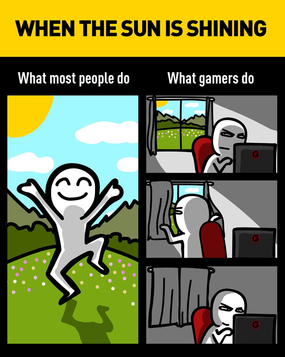 Summer is here! Do you prefer staying in and playing games, or going outside to enjoy the sun?

#meme #memes #memesdaily #lol #humor #comedy #funny #indoor #outdoor #gamer #gaming #summer