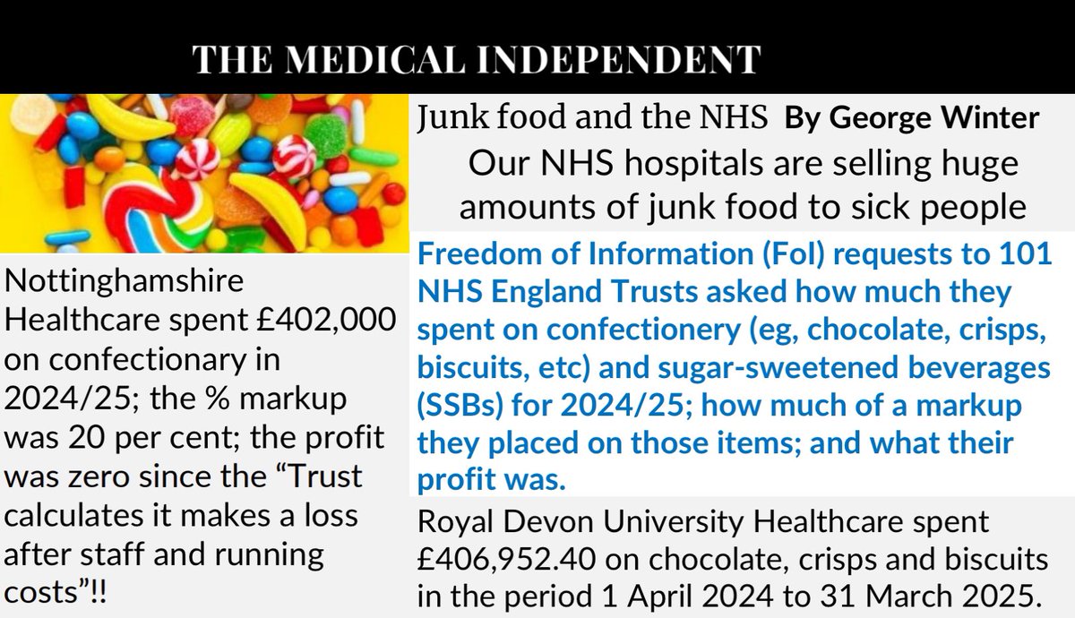 Our UK NHS hospitals selling huge quantities of unhealthy and often addictive snacks They should lead by example, this needs to stop! George Winter investigates medicalindependent.ie/comment/opinio… <a href="/DoctorChrisVT/">Chris van Tulleken 🏳️‍🌈</a> <a href="/wesstreeting/">Wes Streeting</a>