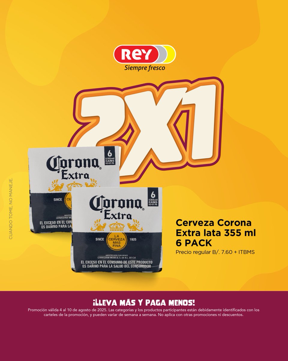 💥 ¡LLEGÓ EL 2x1! 😎Esta semana tenemos ofertas especiales en bebidas. 🍻

 Promoción válida del 04 de agosto al 10 de agosto de 2025.
