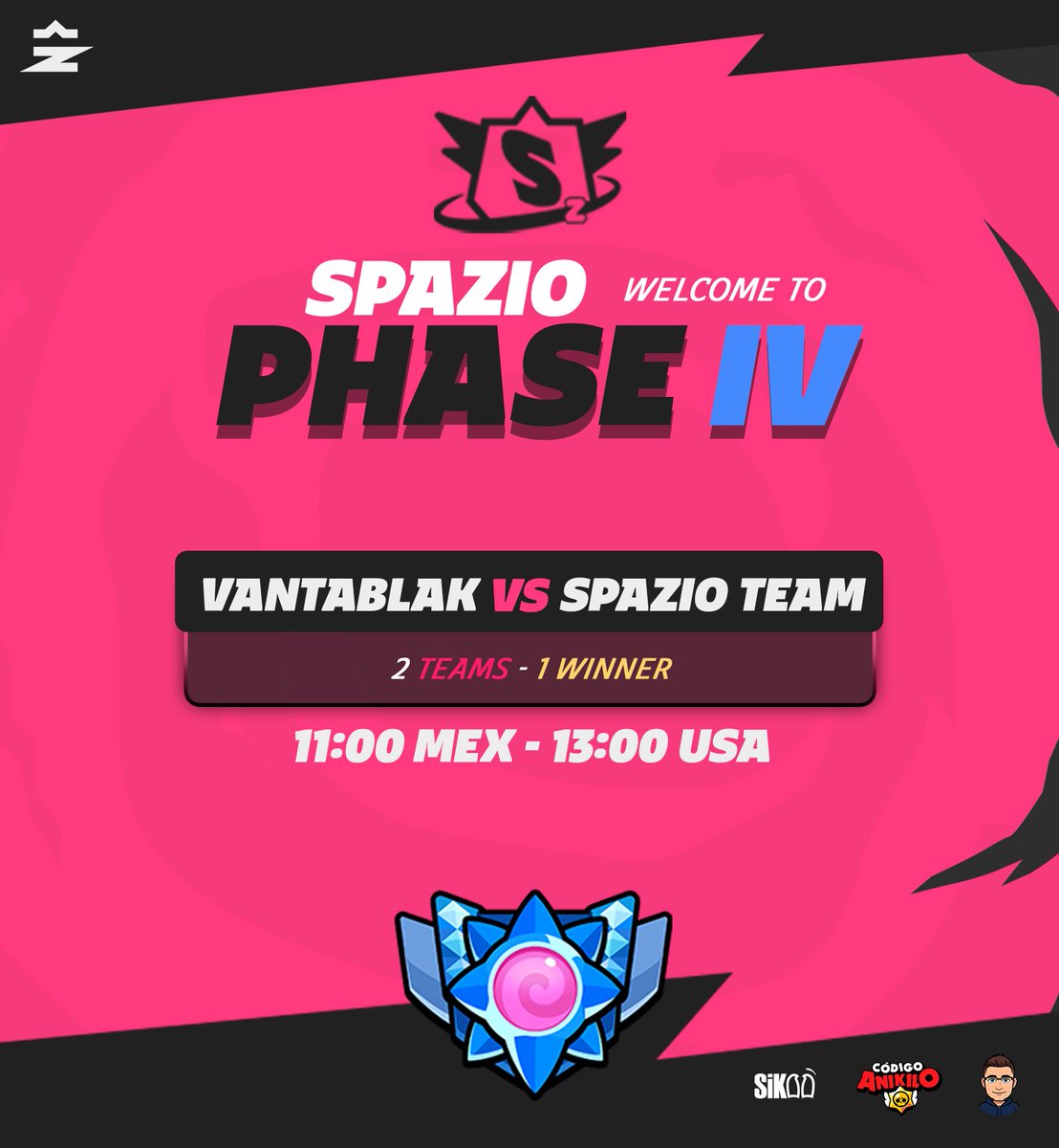 🚨 Welcome to the 4th Final Phase 👽

We’ve reached the fourth and final phase of Spazio Squad 4.
Get ready to witness the battle for third place and the grand final of this amazing edition.

🏆 Grand Final
📆Thursday, August 07
👥<a href="/vantablakesport/">Vantablak</a> 🆚 <a href="/SpazioTeamS/">SpazioTeamS</a> 
🕚 11:00 🇲🇽 /