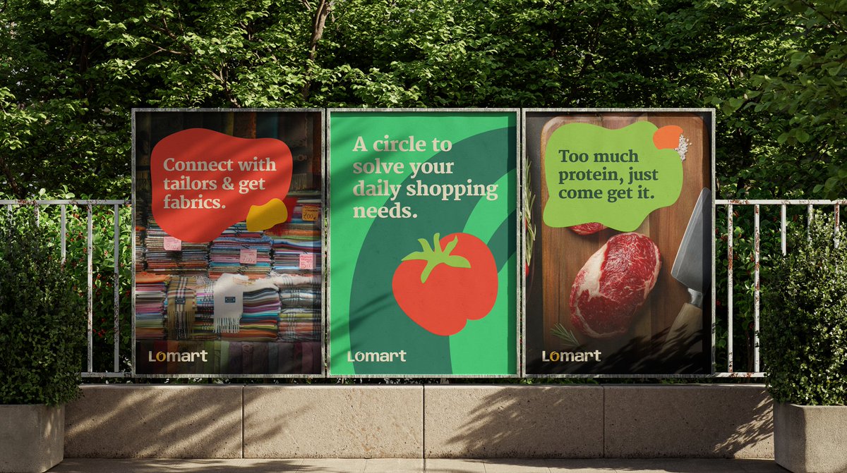 danielumah_'s tweet image. From concept to creation: Here&apos;s the brand Visuals for &quot;Lomart&quot;. 

📌 The goal was to create a brand that feels both timeless and modern, with colors that are both friendly and welcoming.

Thoughts? 💭

#TeamPhantom #creativitychallenge #buildwithdudu #odettecm