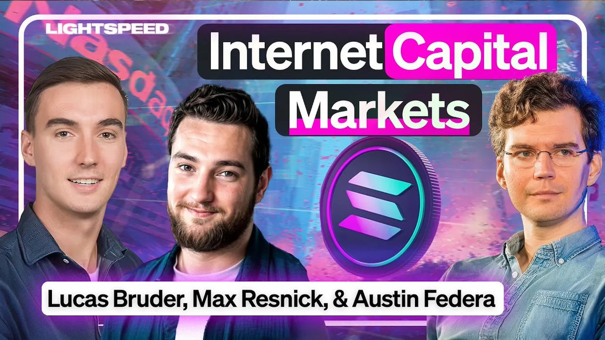 Lightspeed (@lightspeedpodhq) on Twitter photo New episode with <a href="/buffalu__/">buffalu</a> <a href="/MaxResnick1/">Max Resnick</a> & <a href="/Austin_Federa/">Austin Federa | 🇺🇸</a> out now!
We discuss:
- Internet capital markets
- Update on <a href="/doublezero/">DoubleZero</a>
- How to bring IPOs onchain
- Multiple concurrent Leaders
- SOL vs ETHs long term vision & more!
Links below ↓ New episode with <a href="/buffalu__/">buffalu</a> <a href="/MaxResnick1/">Max Resnick</a> & <a href="/Austin_Federa/">Austin Federa | 🇺🇸</a> out now!
We discuss:
- Internet capital markets
- Update on <a href="/doublezero/">DoubleZero</a>
- How to bring IPOs onchain
- Multiple concurrent Leaders
- SOL vs ETHs long term vision & more!
Links below ↓