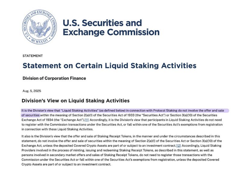 MrDiamondhandz1's tweet photo. Glad to see the SEC rule that liquid staking activities in connection with protocol staking such as $LUNC are not securities. BULLISH! 💎🤲🏻 #Crypto #LUNC https://t.co/V6y7cCOzpq