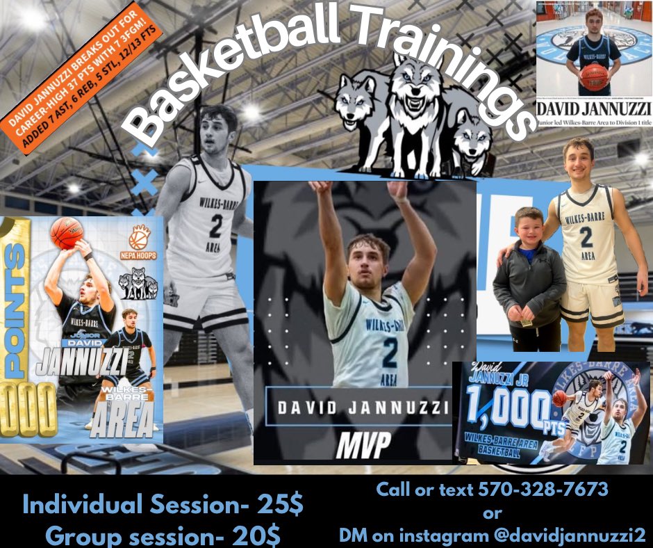 David Jannuzzi (@jannuzzidavid2) on Twitter photo DAVID JANNUZZI BASKETBALL TRAININGS ARE NOW AVAILABLE!!
OPEN TO ALL AGES AND SKILL LEVELS!
Call/ text 570-328-7673 or DM on instagram @davidjannuzzi2 to work with me! DAVID JANNUZZI BASKETBALL TRAININGS ARE NOW AVAILABLE!!
OPEN TO ALL AGES AND SKILL LEVELS!
Call/ text 570-328-7673 or DM on instagram @davidjannuzzi2 to work with me!