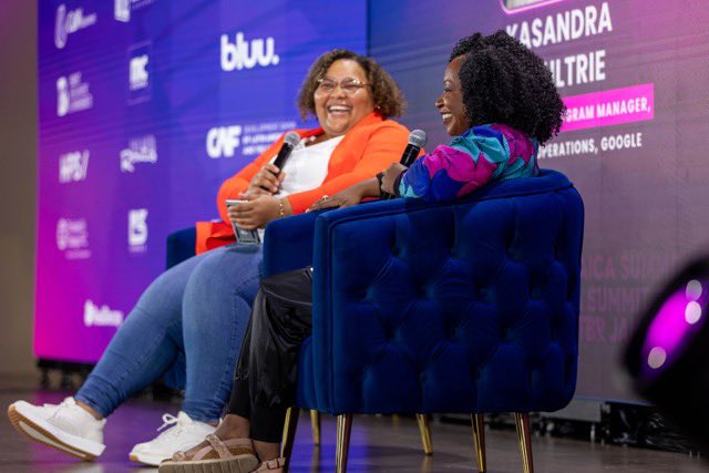 TechBeachRT's tweet image. Leading Women in Tech, Driving Global Impact 🌟

Powerful panel discussion featuring two incredible leaders from Google, Kasandra M. Moultrie, Engagement Leader and Uche Adegbite, Director of Strategy &amp;amp; Operations in the session “Closing the Gap Between Emerging Markets and AI”