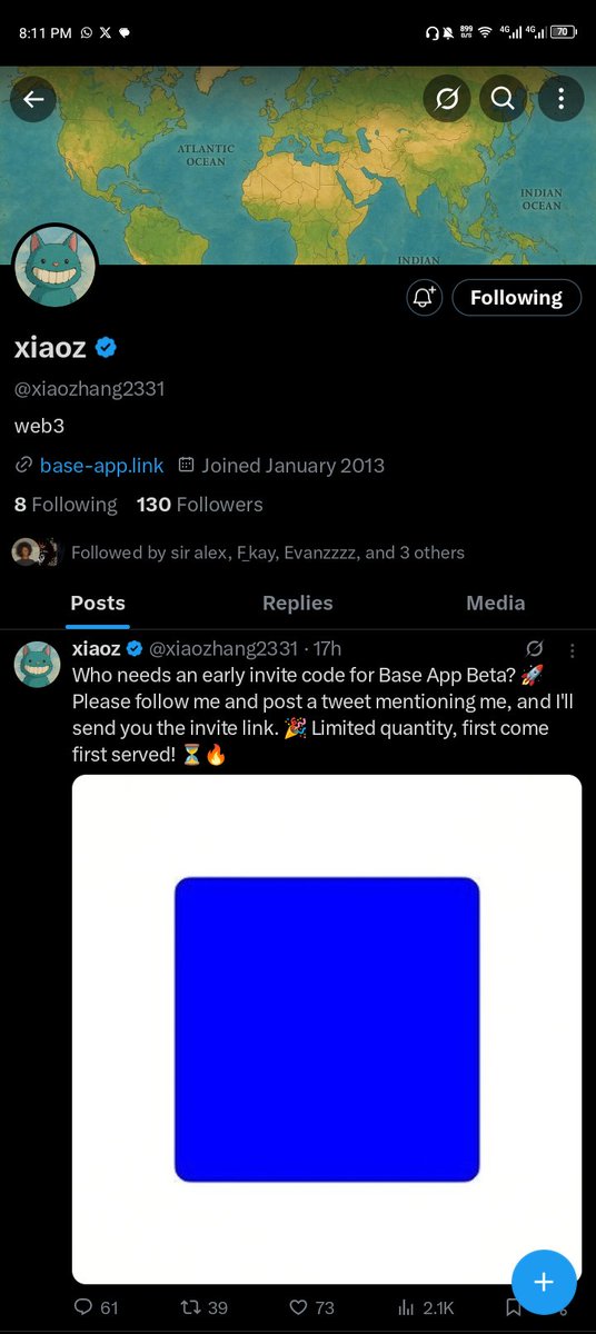 Followed <a href="/xiaozhang2331/">xiaoz</a> and turned on notis.
He’s got the key to the <a href="/baseapp/">Base app</a> codes. 

Hope this catches his eye.👀
Let’s connect.👏
