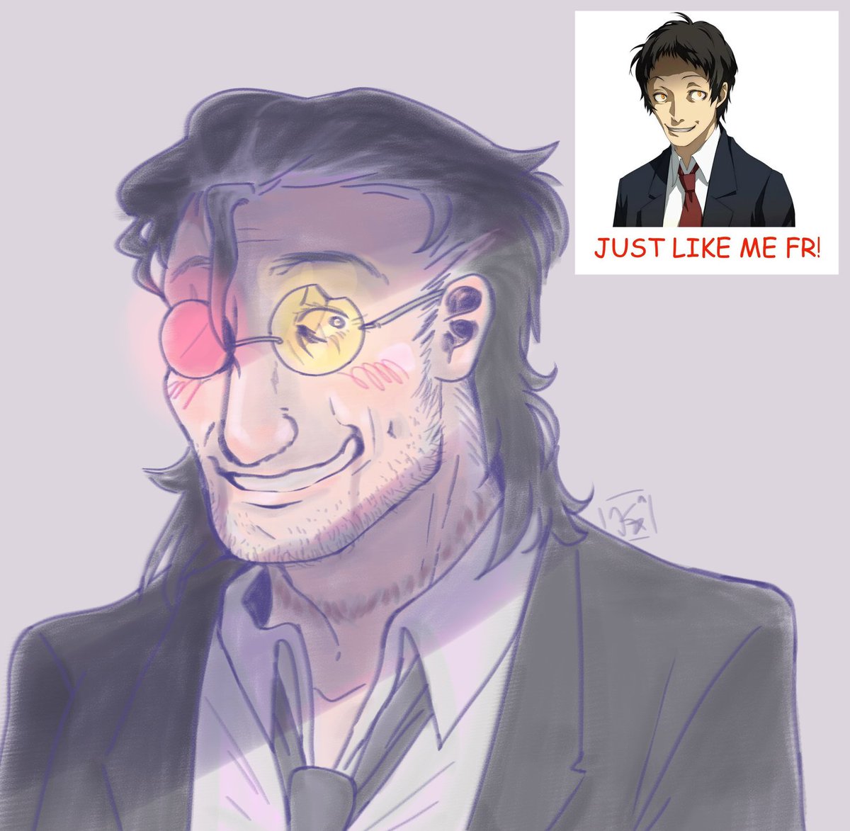 Doodle based on someone that said the way I draw this guy has Adachi vibes.🙂‍↕️
#spamton #gijinka