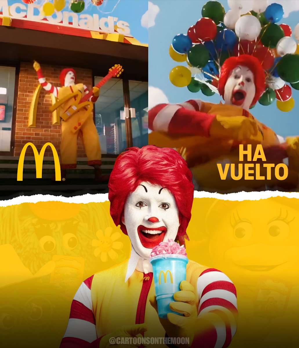 Cartoons On The Moon (@cartoonsotmoon) on Twitter photo Después de 11 años, el famoso Ronald McDonald ha regresado en un nuevo comercial de McDonald's Después de 11 años, el famoso Ronald McDonald ha regresado en un nuevo comercial de McDonald's