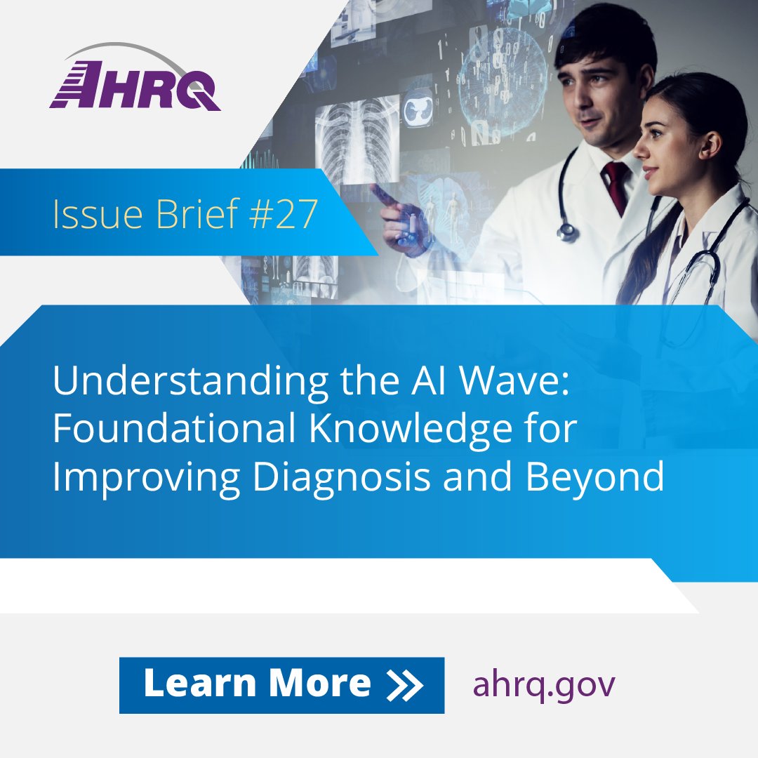 Dive into #AHRQ’s new issue brief to demystify AI concepts and learn how it enhances diagnosis and patient care. Explore this essential reading for healthcare leaders and clinicians. #DigitalHealth ahrq.gov/diagnostic-saf…