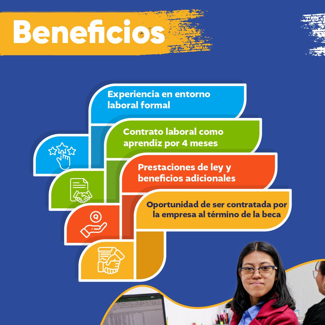 IPEGuatemala's tweet photo. Si eres mujer, tienes 18 a 24 años y no has trabajado formalmente, esta beca es tu oportunidad 👏
👷 Aprende. 💪 Trabaja. ✨ Crece.
Postula aquí: https://t.co/vJaXIKG3F7
📩 CV a: becamiprimerempleo@mintrabajo.gob.gt
#BecaMiPrimerEmpleo #MintrabAvanza https://t.co/V3QzBrrdr5