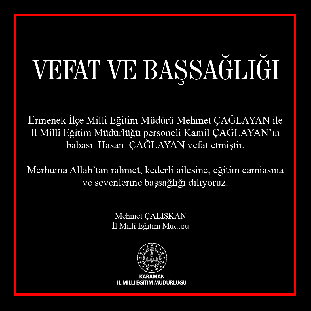 Merhuma Allah'tan rahmet, kederli ailesine, eğitim camiasına ve sevenlerine başsağlığı diliyoruz.