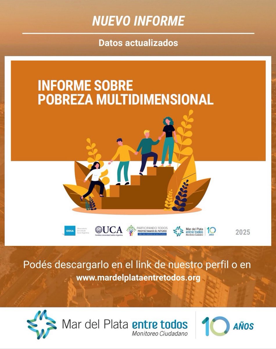 UNIVERSIDAD CATÓLICA ARGENTINA (UCA) (@uca_oficial) on Twitter photo 👉 <a href="/mdpentretodos/">Mar del Plata Entre Todos</a> y @odsauca presentaron un nuevo informe sobre Pobreza Multidimensional.
El mismo analiza las condiciones de vida en la ciudad y presenta datos sobre trabajo, vivienda, servicios básicos, salud, educación y seguridad social.
📄Descargalo: mardelplataentretodos.org 👉 <a href="/mdpentretodos/">Mar del Plata Entre Todos</a> y @odsauca presentaron un nuevo informe sobre Pobreza Multidimensional.
El mismo analiza las condiciones de vida en la ciudad y presenta datos sobre trabajo, vivienda, servicios básicos, salud, educación y seguridad social.
📄Descargalo: mardelplataentretodos.org