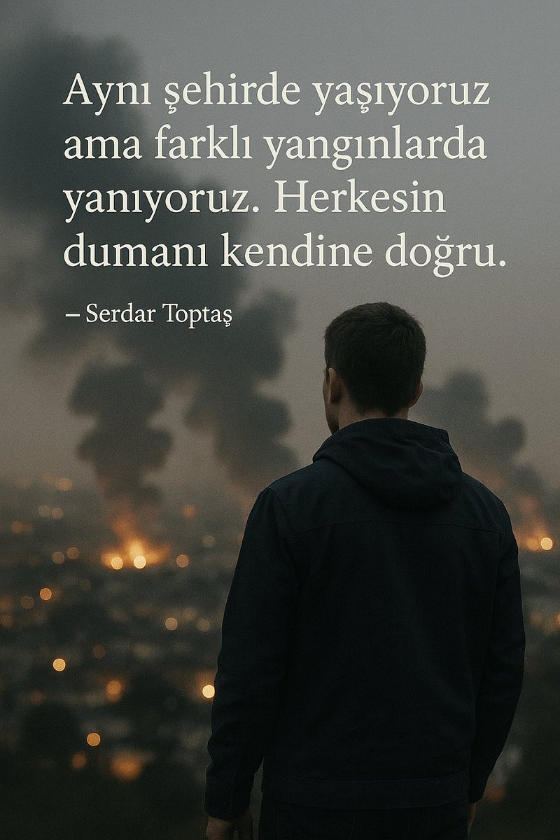 “Aynı şehirde yaşıyoruz ama farklı yangınlarda yanıyoruz. Herkesin dumanı kendine doğru.”
– Serdar Toptaş
#RevengedLove #uçak #JenniferLopez #elazığhaberleri