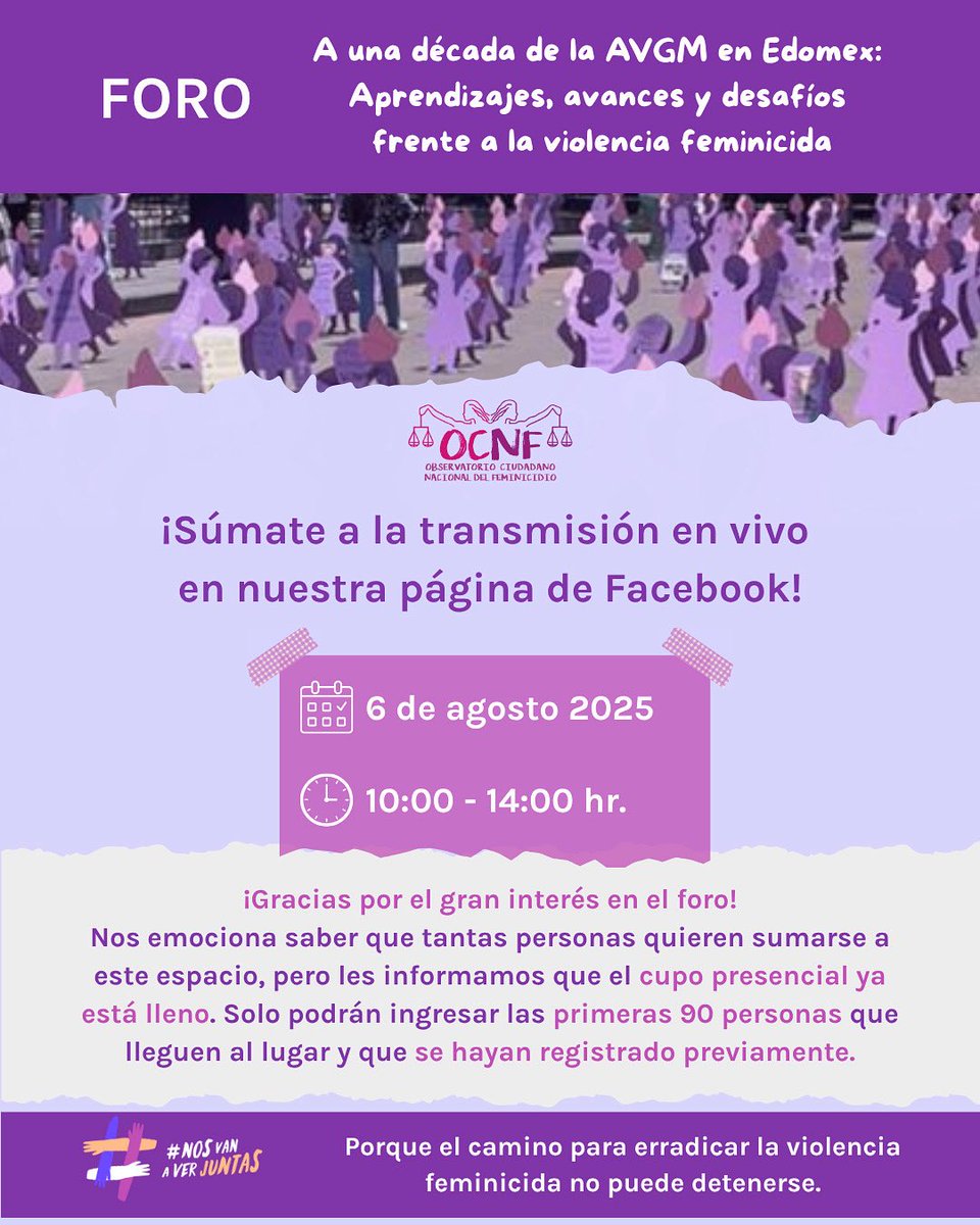 ¡Gracias por el gran interés en el foro! Tenemos cupo presencial lleno. Solo podrán ingresar las primeras 90 personas que lleguen al lugar y que se hayan registrado previamente.

Sigue la transmisión en vivo por Facebook a través de este enlace: facebook.com/events/7392640…