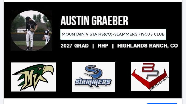 Birch Prospects Announces 2027 RHP #AustinGraeber- Mountain Vista HS(CO)- Slammers Fiscus Club!
Welcome To The Team Austin!
<a href="/AustinGraeber0/">Austin Graeber</a> 
youtu.be/8dXOvWbaxEs?si…