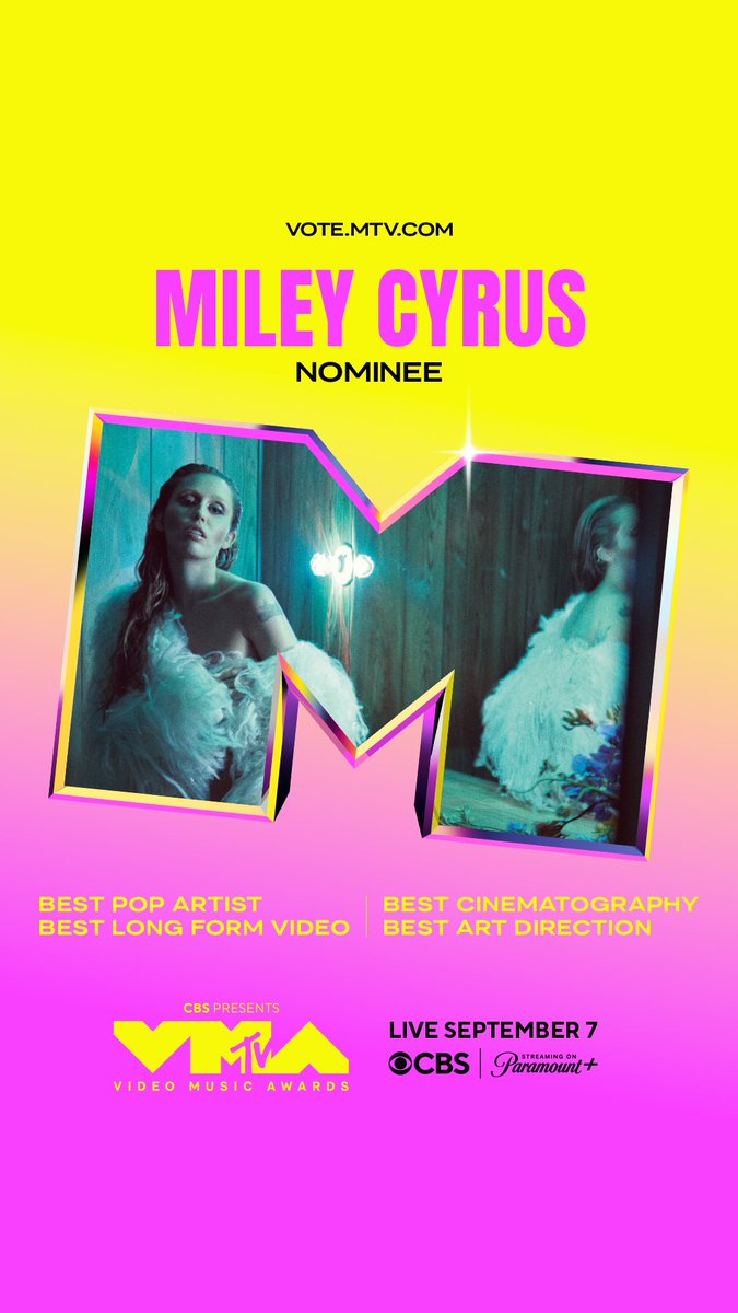 <a href="/MileyCyrus/">Miley Cyrus</a> congrats, Miley!! you're a 2025 #VMA nominee! 🪩 vote, vote, vote at vote.mtv.com!