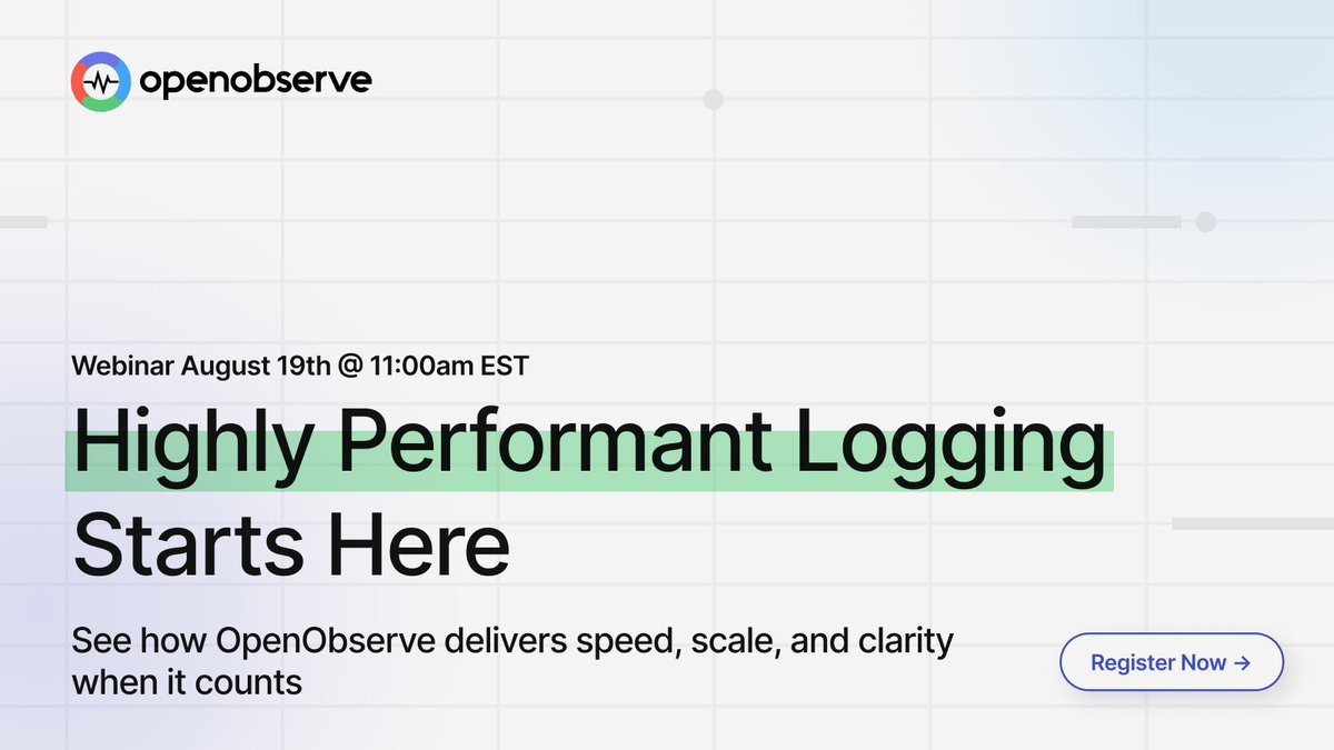 OpenObserve's tweet image. 🚨 When logs matter most, performance can’t lag.

Join us August 19 for a webinar of how OpenObserve makes high-volume logging fast, reliable, and scalable.

🔗 Save your seat: openobserve.ai/webinars-video…

#OpenObserve #Observability #DevOps #SRE #OpenTelemetry #Logging #CloudNative