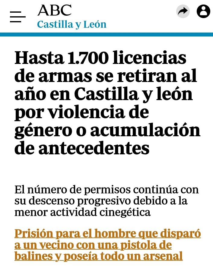 Y eso sólo en Castilla y León. El mundo de la #caza siempre es creencia de dominio, crueldad, cobardía y una carencia absoluta de empatía, todo ello unido al acceso a armas. No asombra por lo tanto el alto índice de casos de violencia de género a manos de cazadores.