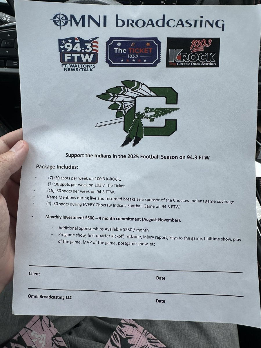 Kevin (@kevinchs96) on Twitter photo After a long hiatus <a href="/BigGreenIndian/">Choctaw Football</a> will finally return to the radio this season on
943ftw.com
With myself,and Choctaw alum/teacher Gareth Stearns with the call.Any corporate sponsor will help.Thank You and GO BIG GREEN!
<a href="/Beasley__F/">Frank Beasley</a> After a long hiatus <a href="/BigGreenIndian/">Choctaw Football</a> will finally return to the radio this season on
943ftw.com
With myself,and Choctaw alum/teacher Gareth Stearns with the call.Any corporate sponsor will help.Thank You and GO BIG GREEN!
<a href="/Beasley__F/">Frank Beasley</a>