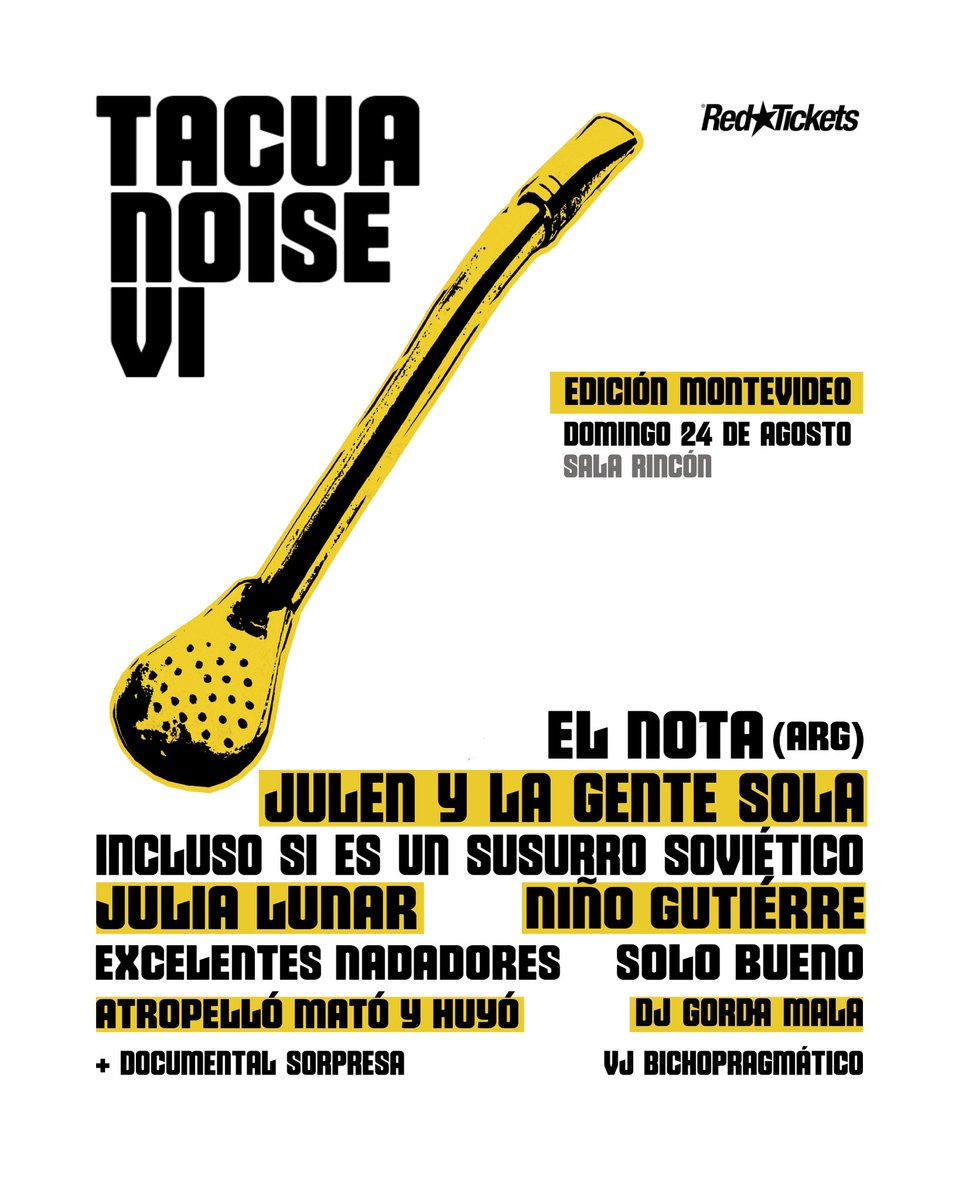 incluso si es un susurro soviético (@verdepasta) on Twitter photo UNA NUEVA NOSTALGIA 🧉🪩
Vení a construirla con nosotros 🫂
Domingo 24 de agosto en @salarincon732 Tacua Noise 6 edición Montevideo.
El desembarco del festival de música independiente de Tacuarembó en Montevideo 📍
Entradas x <a href="/RedTicketsUY/">RedTickets Uruguay</a> UNA NUEVA NOSTALGIA 🧉🪩
Vení a construirla con nosotros 🫂
Domingo 24 de agosto en @salarincon732 Tacua Noise 6 edición Montevideo.
El desembarco del festival de música independiente de Tacuarembó en Montevideo 📍
Entradas x <a href="/RedTicketsUY/">RedTickets Uruguay</a>
