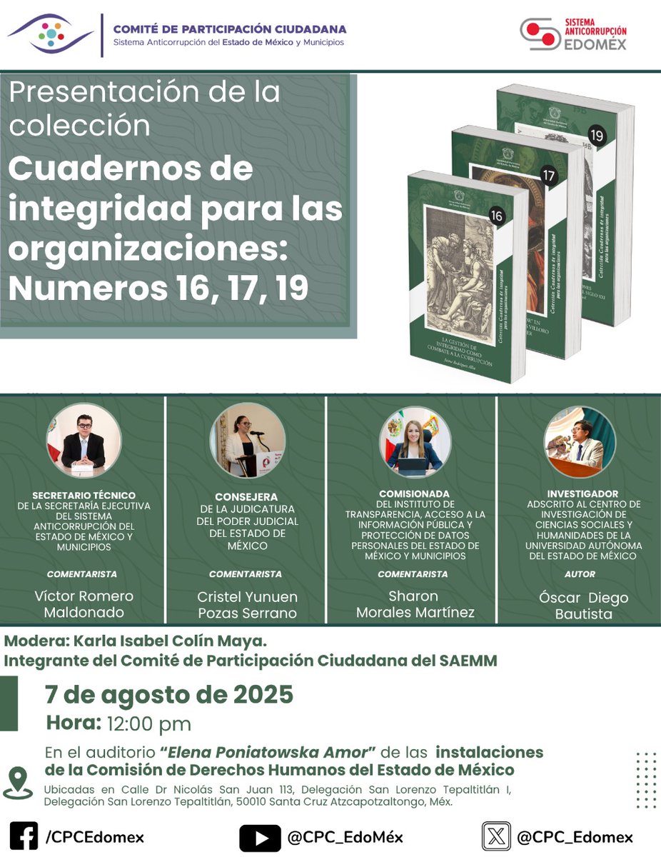 S E S A E M M (@sesaemm_) on Twitter photo #Agéndalo || Nuestro titular <a href="/romero_vick13/">Víctor Romero</a>, participará en la presentación de los Cuadernos de integridad para las organizaciones, números 17, 18 y 19, acompañado de expertos en la materia.
¡No faltes!
#EstrategiaAnticorrupciónEdoMéx #Agéndalo || Nuestro titular <a href="/romero_vick13/">Víctor Romero</a>, participará en la presentación de los Cuadernos de integridad para las organizaciones, números 17, 18 y 19, acompañado de expertos en la materia.
¡No faltes!
#EstrategiaAnticorrupciónEdoMéx