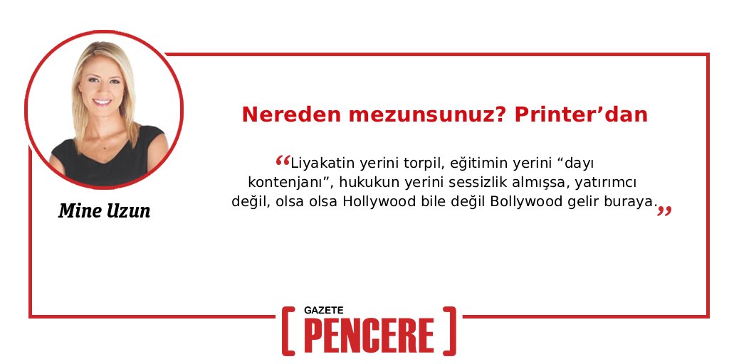 Gazete Pencere (@gazetepencere) on Twitter photo Nereden mezunsunuz? Printer’dan
Mine Uzun, Gazete Pencere için yazdı
<a href="/mneuzunyol/">Mine Uzun 🦋</a>
gazetepencere.com/yazarlar/nered… Nereden mezunsunuz? Printer’dan
Mine Uzun, Gazete Pencere için yazdı
<a href="/mneuzunyol/">Mine Uzun 🦋</a>
gazetepencere.com/yazarlar/nered…