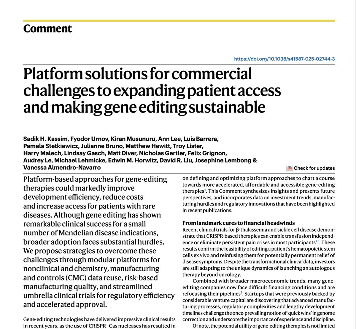 Platform-based approaches for gene-editing therapies could markedly improve development efficiency, reduce costs and increase access for patients with rare diseases go.nature.com/4kCD1Y3
rdcu.be/ezpF3