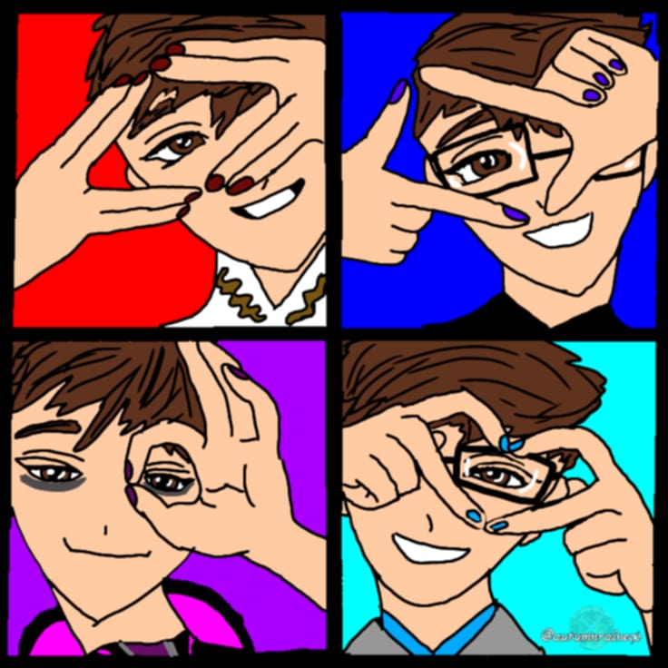Autumnraine96's tweet image. I&apos;m sorry I haven&apos;t posted Sanders sides art for a while I just have been busy I had a little free time and I fell in love with this reference on Pinterest and thought of the core four so I did a little doodle 
@ThomasSanders 
#fander #fanders #thomassanders #sanderssides