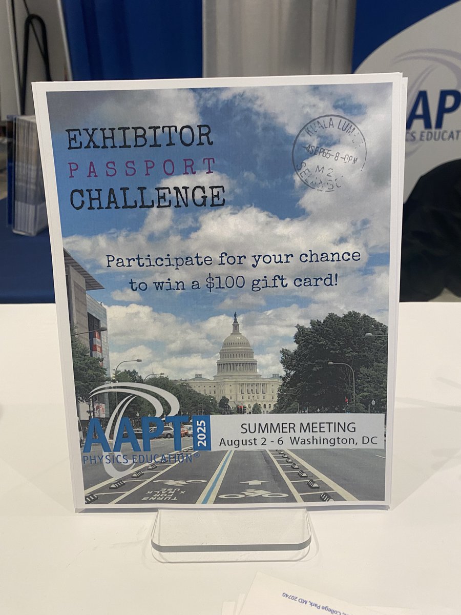 #AAPTSM25 Meeting Attendees: There is still time to participate in the Exhibitor Passport Challenge! Pick up a form from the AAPT booth or the registration table near the escalators. Return your completed form to the AAPT booth by 4:15 pm to be included in the 4:20 drawing.
