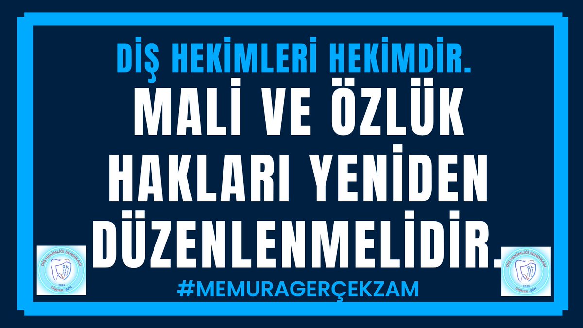 🦷 Diş Hekimleri de Hekimdir!

📌 Zorlu eğitim, ağır iş yükü, yüksek sorumluluk...
Ama ne yazık ki;
❌ Mali haklar yetersiz
❌ Özlük hakları belirsiz
❌ Emekliliğe yansıyan gelir yok denecek kadar az
📢 Artık yeter!
✊ Diş hekimlerinin mali ve özlük hakları yeniden