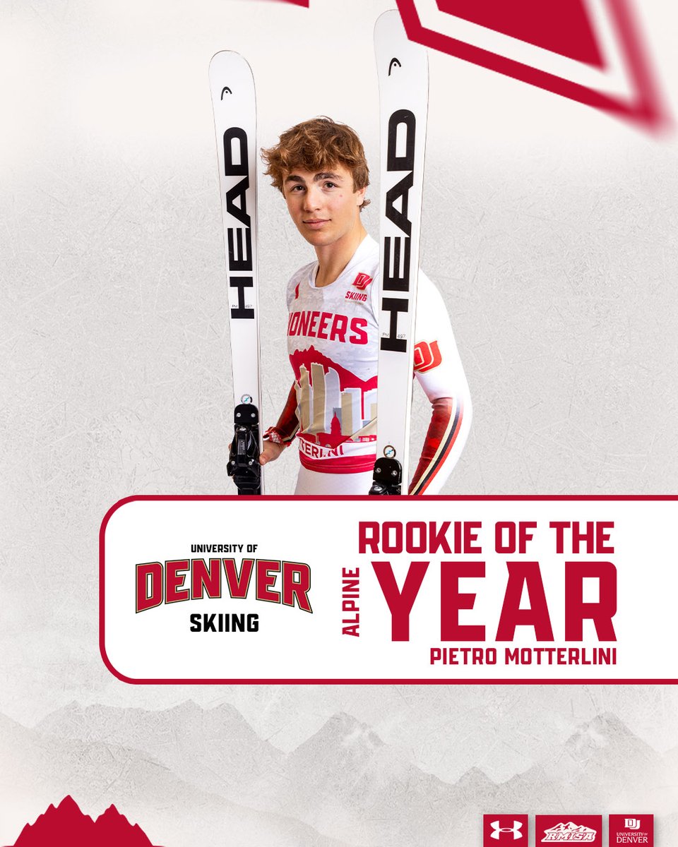 Pietro Motterlini is this year's DU Alpine Rookie of the Year!

He recorded 7 top-15 finishes as a freshman and placed in the top 20 in 10 races. The Milan, Italy, native   capped off the year by placing 10th in GS at his first NCAA Championships, earning All-American honors.