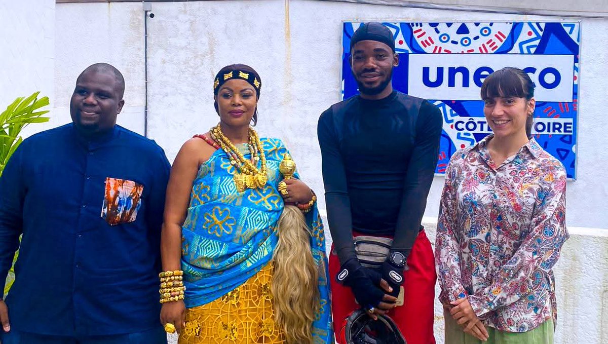 emmiwuks's tweet photo. DAY37 NIG2USA ON  BICYCLE 🇳🇬🚴🏾‍♂️🇺🇸
Today in Abidjan, the Queen Mother of ECOWAS, Her Royal Majesty, Nana Kyeremaa Abrafi-Koto, officially introduced me to the  United Nations Educational, Scientific and Cultural Organization (UNESCO).
 An unexpected door I never imagined would open so soon.

They listened as I shared the reason behind this great journey, for the orphans, the IDPs, the vulnerable, and they didn’t just listened,  they embraced the mission.

They promised to support, they offered encouragement, and most importantly, their prayers for strength in the road ahead.

To Queen Mother, thank you.
This wasn’t just a connection  it was a calling.
You didn’t just welcome me to Abidjan, you aligned me with purpose.
Thank you, Abidjan. Thank you, UNESCO.

Together we ride, Together we rise.

VIVA AFRICA 🌍.

#NIG2USA #cotedivoire #africa #UNESCO