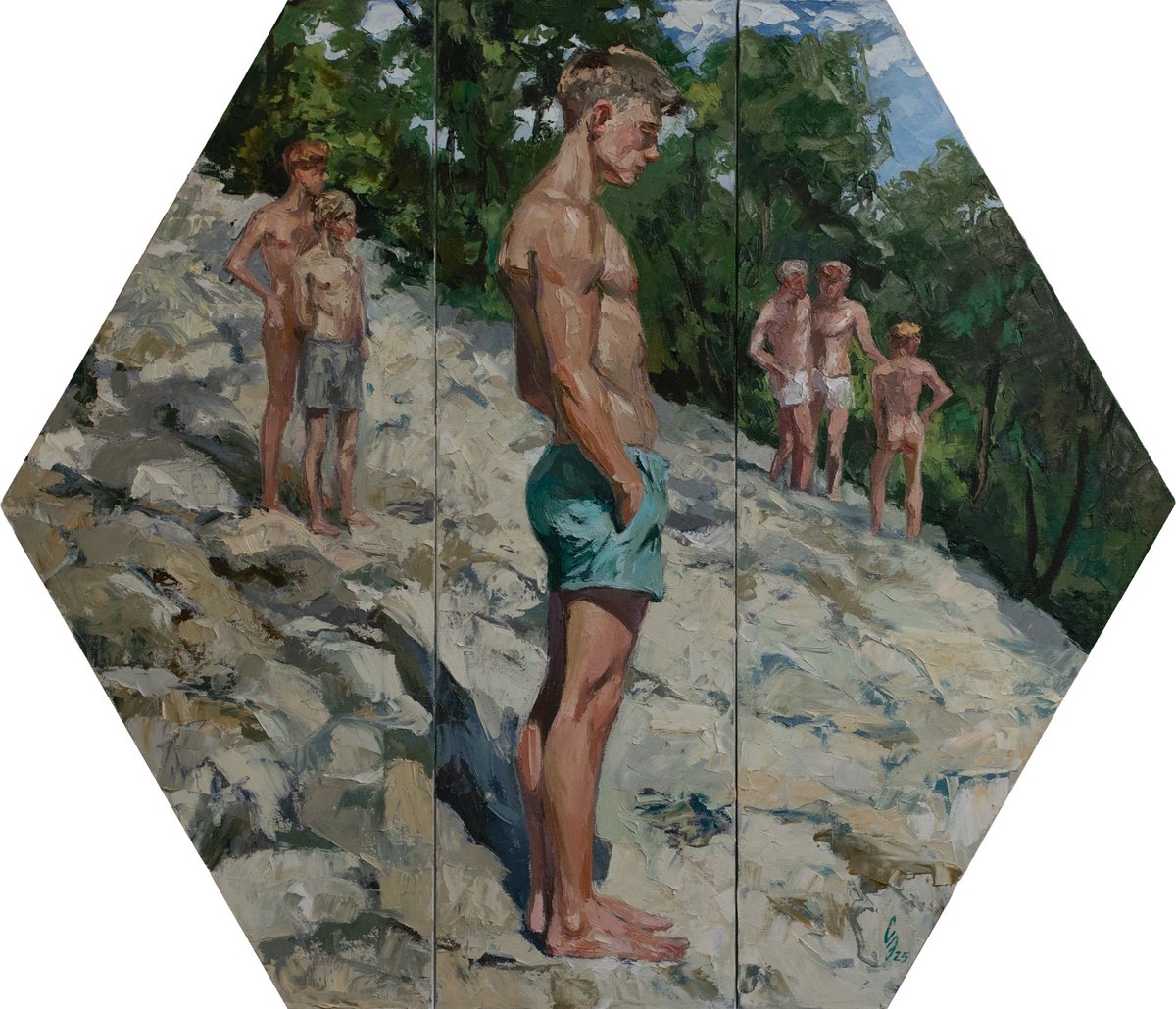 sovkov_art's tweet image. Dear friends and collectors, colleagues in art. The new painting is ready. It is a triptych in an unusual format. Welcome to my site blauetauben.com/painting-2/p/r…