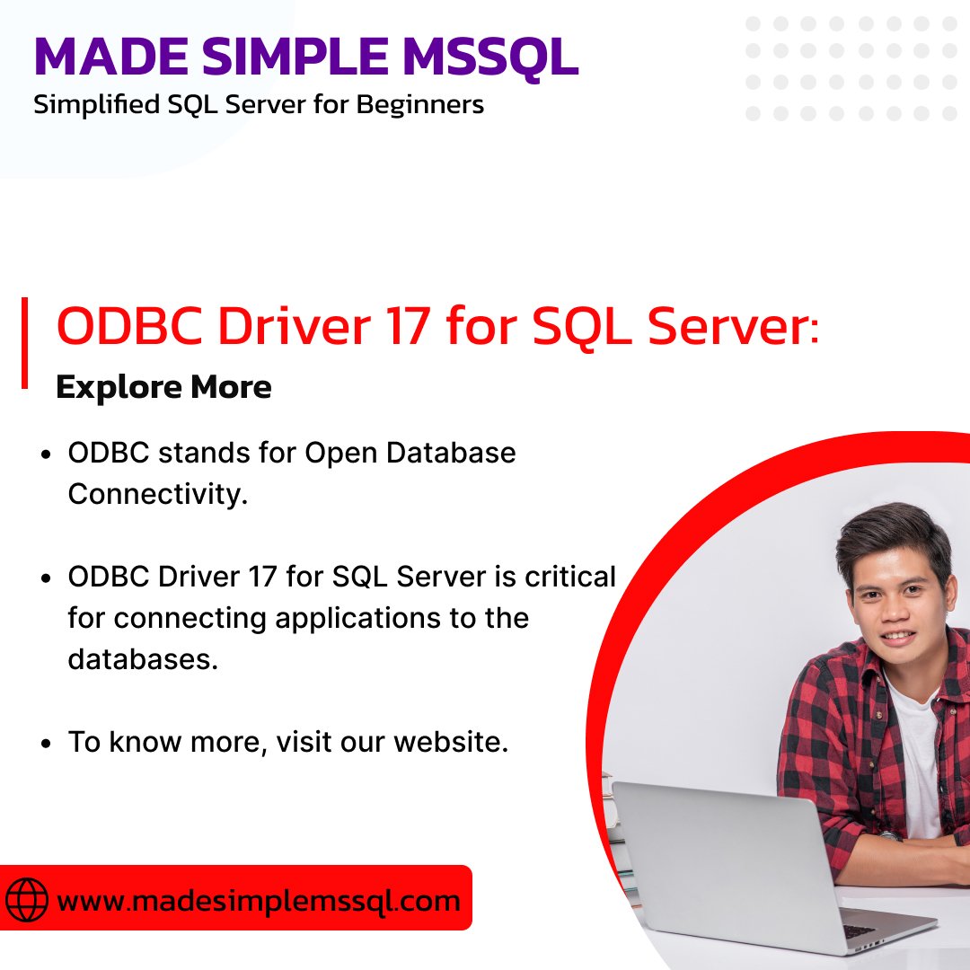 gsumita23's tweet image. ODBC Driver 17 for SQL Server is critical for connecting applications to the databases. Let&apos;s Explore Deeply:

madesimplemssql.com/odbc-driver-17…

#DatabaseEngineer #sql #SQLServer #DataScience #datascientist #data #database #SqLArt
#mssql #sqldba #dba #mssql #madesimplemssql #expluger