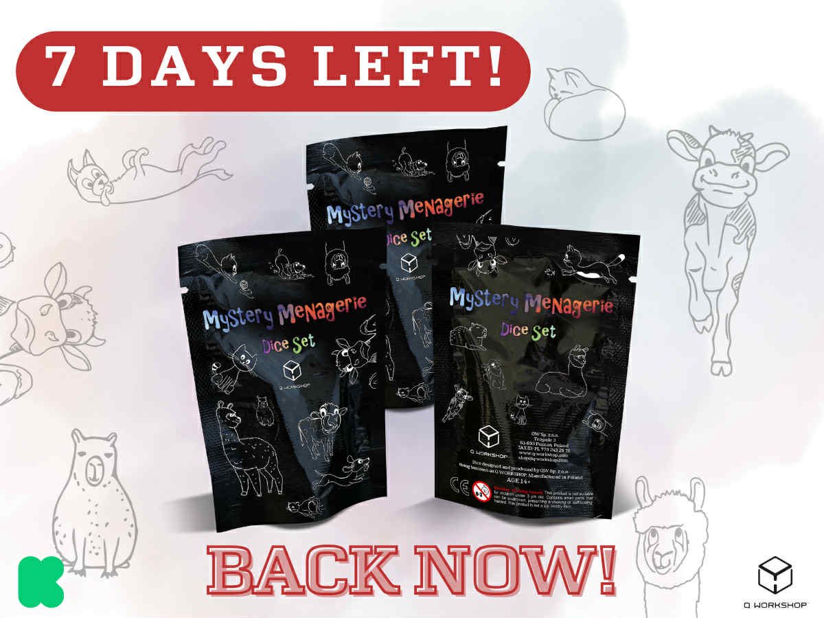 ⏳ FINAL DAYS
Hit 1000 sets sold and you’ll help choose the next creature! 🐾
Let’s unlock the vote together.
🎲 Pledge now before the campaign ends! bit.ly/4eZXGnC