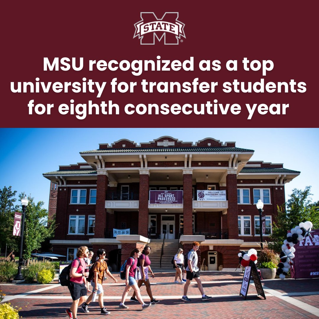 Mississippi State has been selected to the 2025 Phi Theta Kappa Transfer Honor Roll! MSU is being recognized for its commitment to transfer success, including admissions, campus life, recruitment practices, student reviews and more.

Story 🔗 tinyurl.com/e9sjcyam