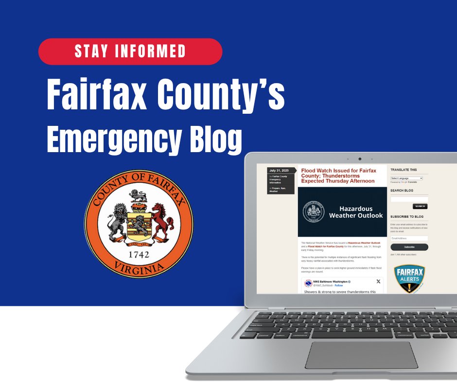 ReadyFairfax's tweet image. It’s Blogger Day—did you know Fairfax County has its own Emergency Information Blog? It’s your go-to source to stay informed during emergencies.
📌 Bookmark it now: bit.ly/2Cerqfh
#BloggerDay #EmergencyPreparedness #StayInformed #ReadyFairfax #EmergencyBlog