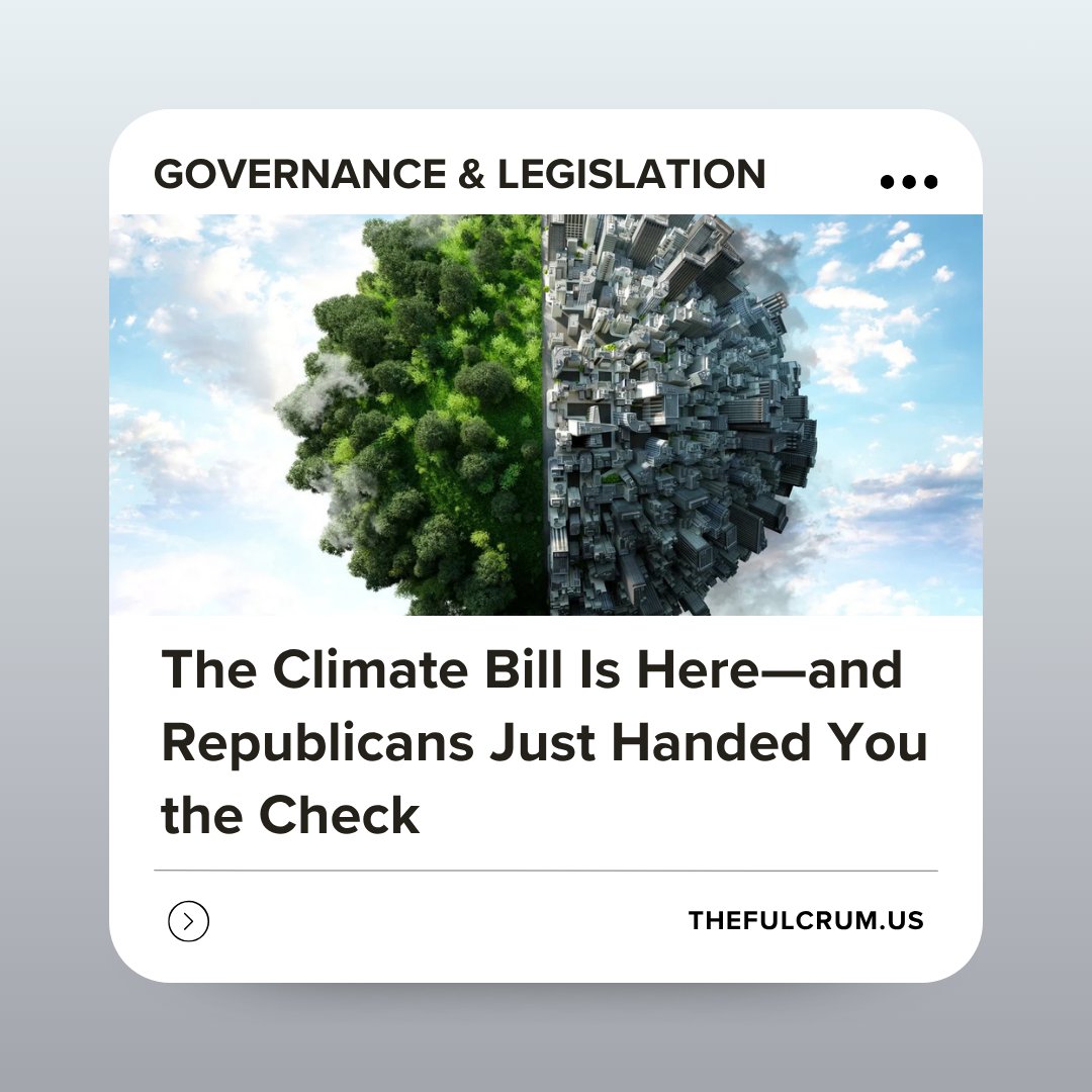 Climate change is no longer abstract. It’s the reason your grocery bill is higher, your electricity costs more, and your insurance keeps going up. It’s time to talk about who’s responsible—and who’s paying.

Read more: loom.ly/-uhdMxg

#thefulcrum #citizenconnect