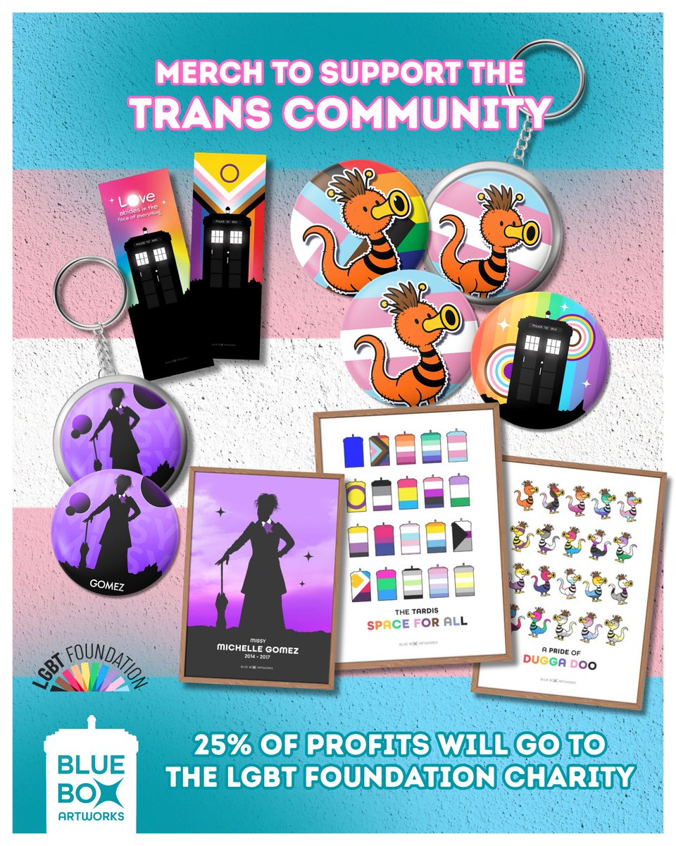 Blue Box Artworks (@blueboxartworks) on Twitter photo Let’s do it! In light of recent events, I’m donating 25% of profits from my Pride + Missy merch to <a href="/LGBTfdn/">LGBT Foundation</a> 🏳️⚧️
✨ Prints, badges, keyrings, bookmarks
❤️ Let’s try and raise £100 for them!
Shop 👉 blueboxartworksstore.etsy.com
🔗 Learn more about the charity: tinyurl.com/lgbt-bba Let’s do it! In light of recent events, I’m donating 25% of profits from my Pride + Missy merch to <a href="/LGBTfdn/">LGBT Foundation</a> 🏳️⚧️
✨ Prints, badges, keyrings, bookmarks
❤️ Let’s try and raise £100 for them!
Shop 👉 blueboxartworksstore.etsy.com
🔗 Learn more about the charity: tinyurl.com/lgbt-bba