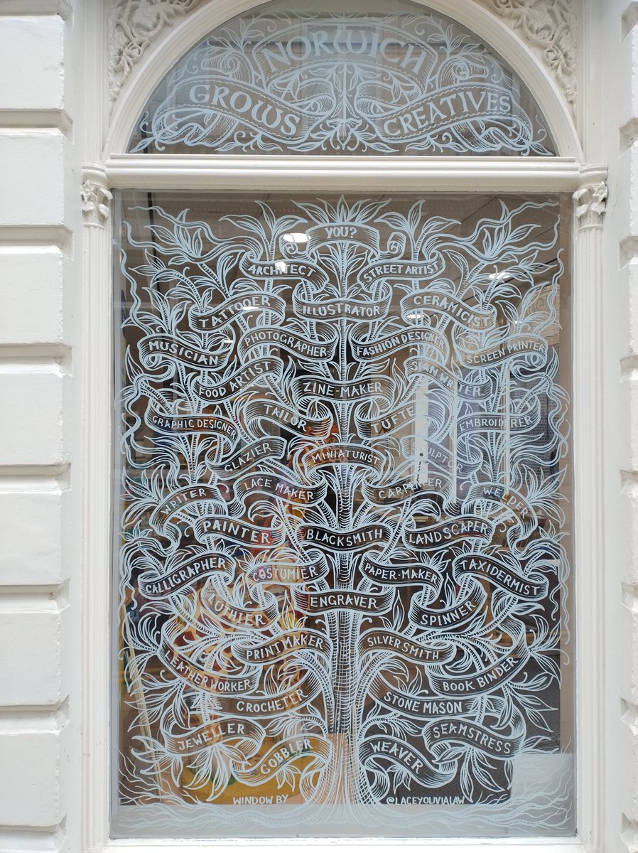 HuwSayer's tweet photo. Lovely window in @NorwichLanes 

Nice work @JarroldNorwich 

#Norwich grows #creatives! https://t.co/THEED8rB7q