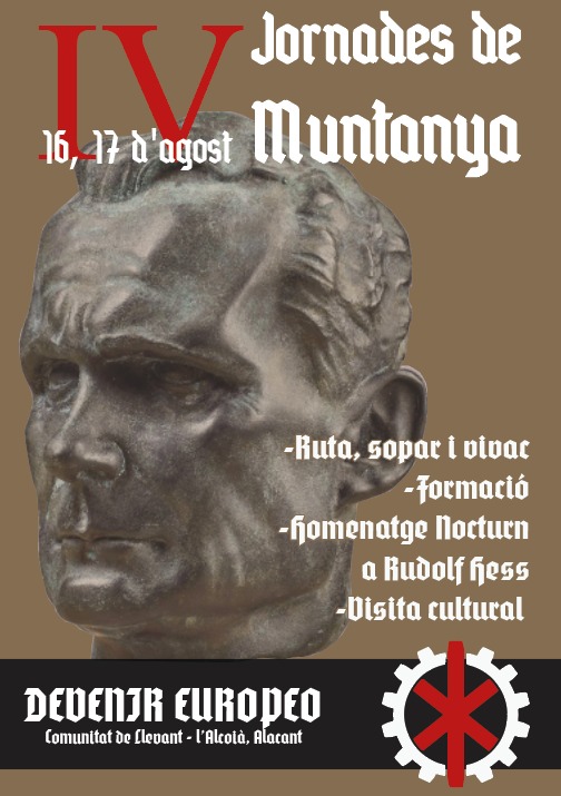 🚩 IV Jornades de Muntanya en L'alcoià, #Alacant.

Ruta, sopar i vivac, formació, homenatge nocturn a Rudolf Hess i visita cultural.

📅 16 i 17 d'agost ¡Acudeix! Devenir•Europeo•Levante