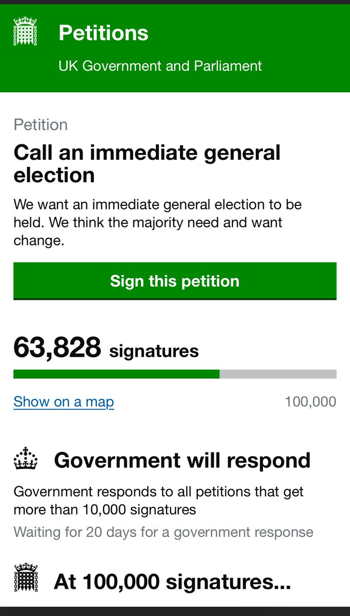 A petition for an early UK election began today and has over 60,000 signatures.