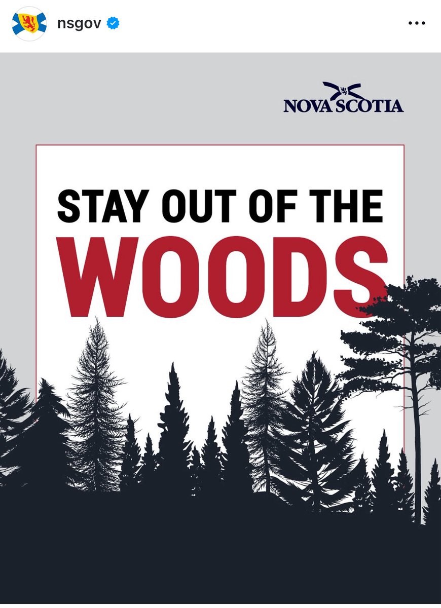 obsessed with this vague notice from the government of Nova Scotia. Like it’s definitely about the new fire restrictions, but it also looks like a poster you’d find yellowed and curled on the bulletin board of a diner in a town where locals won’t talk about their missing kids