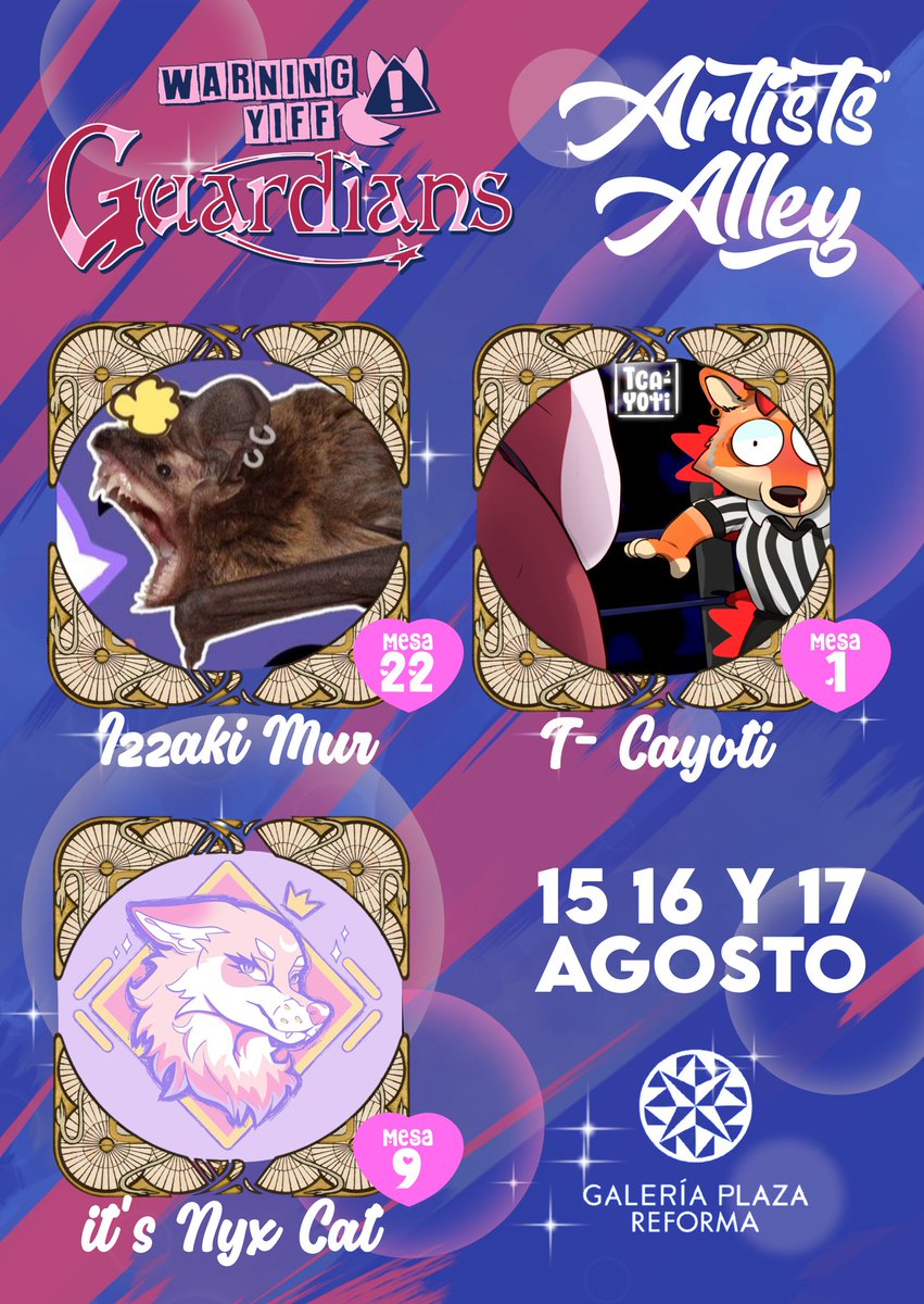 🎨 ¡Falta cada vez menos para Warning YIFF: Guardians!
Hoy les traemos este combo de 3 artistas increíbles:

🦇@izzakimur
🐺<a href="/TCayoti/">🌵Tharos Coyote 🌵</a> 
🐾 <a href="/itsNyxCat/">Nyx 🔜 Yume Mayo 17 y 18</a> 
👉 ¡Asegura tu acceso ahora y no te pierdas su arte en vivo!
🎟️ Compra tus boletos en: pridemxtickets.com/otros/warning-…
🔁 Comparte!! 💖✨