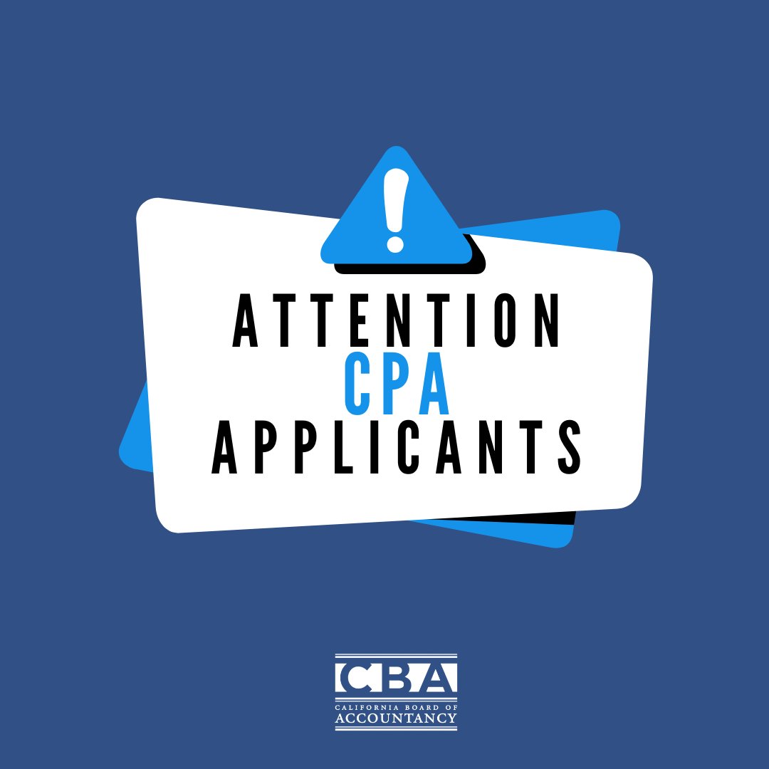 🚨 Did you know that internships and volunteer work can count toward your CPA experience requirement?Your work must involve accounting, tax, consulting, or related services and your work must be reviewed and evaluated by a licensed CPA on a regular basis. dca.ca.gov/cba/applicants…