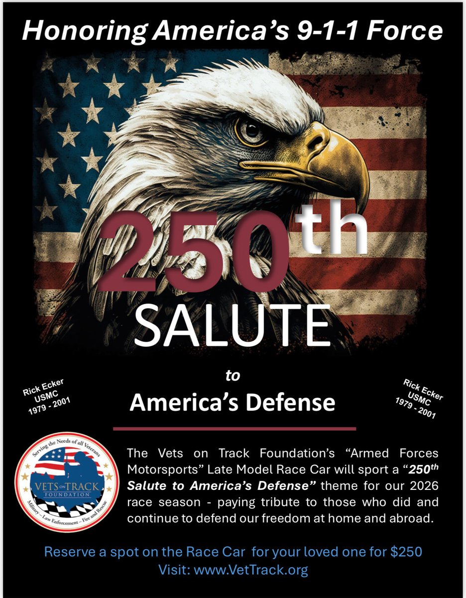 Reserve a spot for your loved one for $250 Visit vettrack.org  All proceeds go to ending Veteran homelessness and suicide