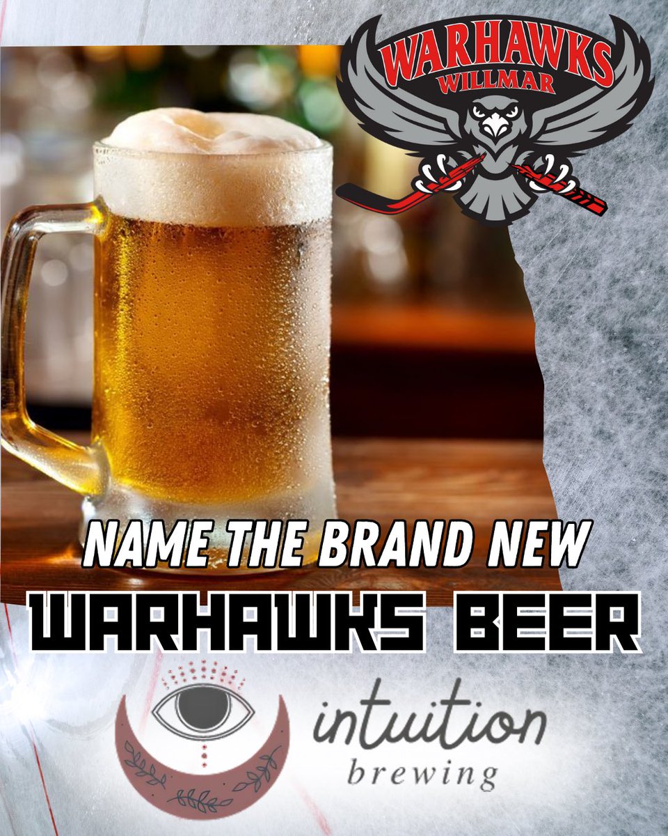 🚨CONTEST🚨

The WarHawks new partner Intuition Brewing is making a special beer just for the Hawks! We need a name, comment below 👇
If we pick your suggestion, you win a family 5 pack good for any home games!