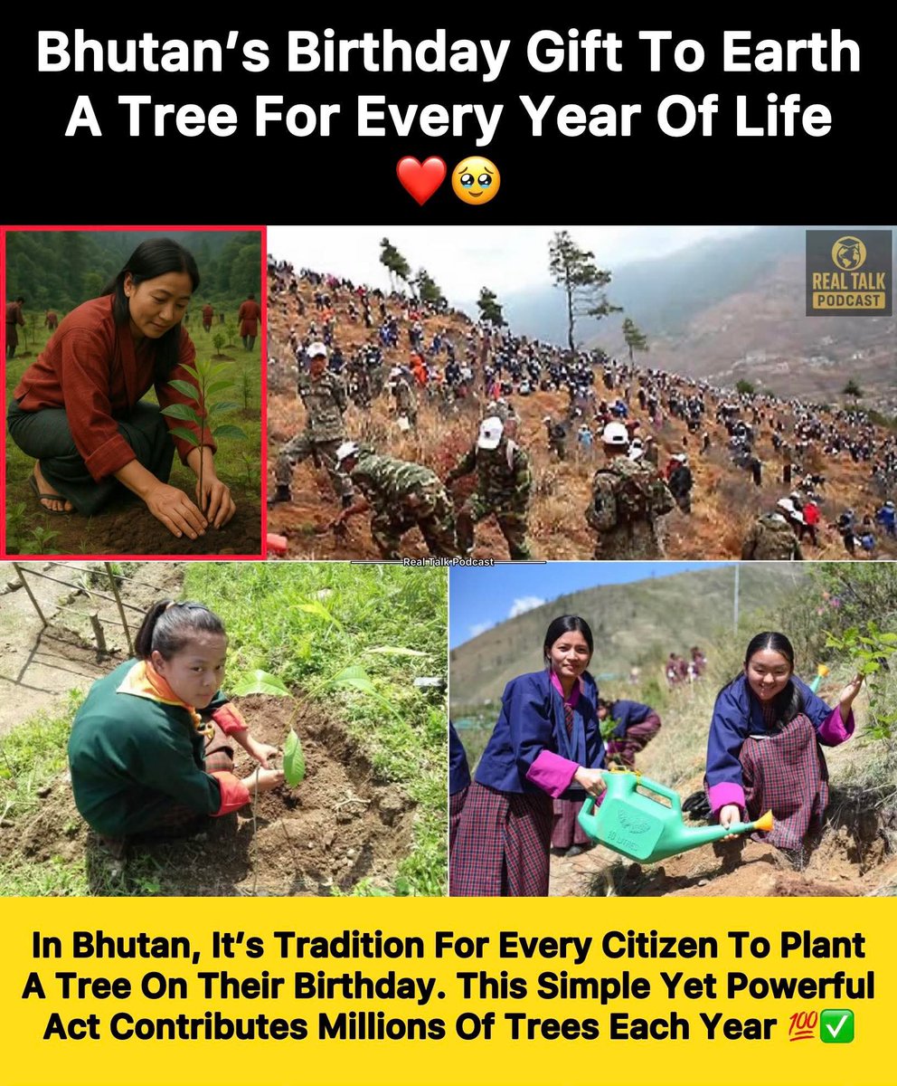 In Bhutan,bdays r mre dn personal celebrations dey’re a gift 2 nature. every citizen plants a tree on deir bday,adding millions of trees annually.Dis beautiful tradition reflects bhutan’s deep respect 4 d environment nd its vision 4 a greener,sustainable future
#LearnSomething