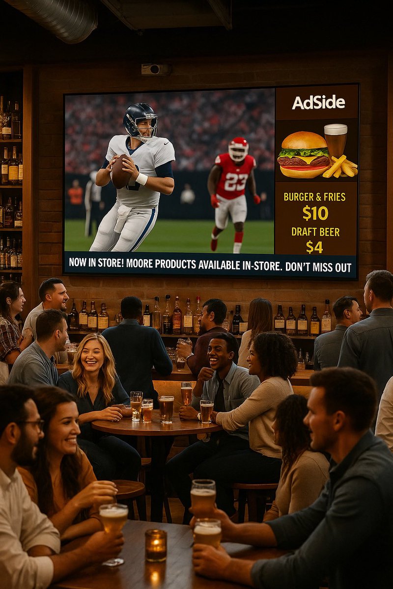 Have you ever thought about using the TVs in your business to promote your own specials and make some extra income?

We’d love your take on this: What if your TVs could keep showing the same content (sports, news, etc.), but with a non-intrusive banner on the side that highlights
